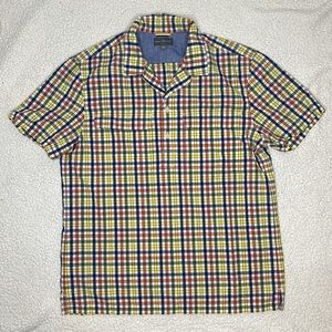 L.L. Bean Signature Slim Fit Seersucker Popover Plaid Shirt: Size Medium